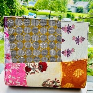 New Vibrant Unique Quilted Colorful Patchwork Tote Bag Sturdy Construction